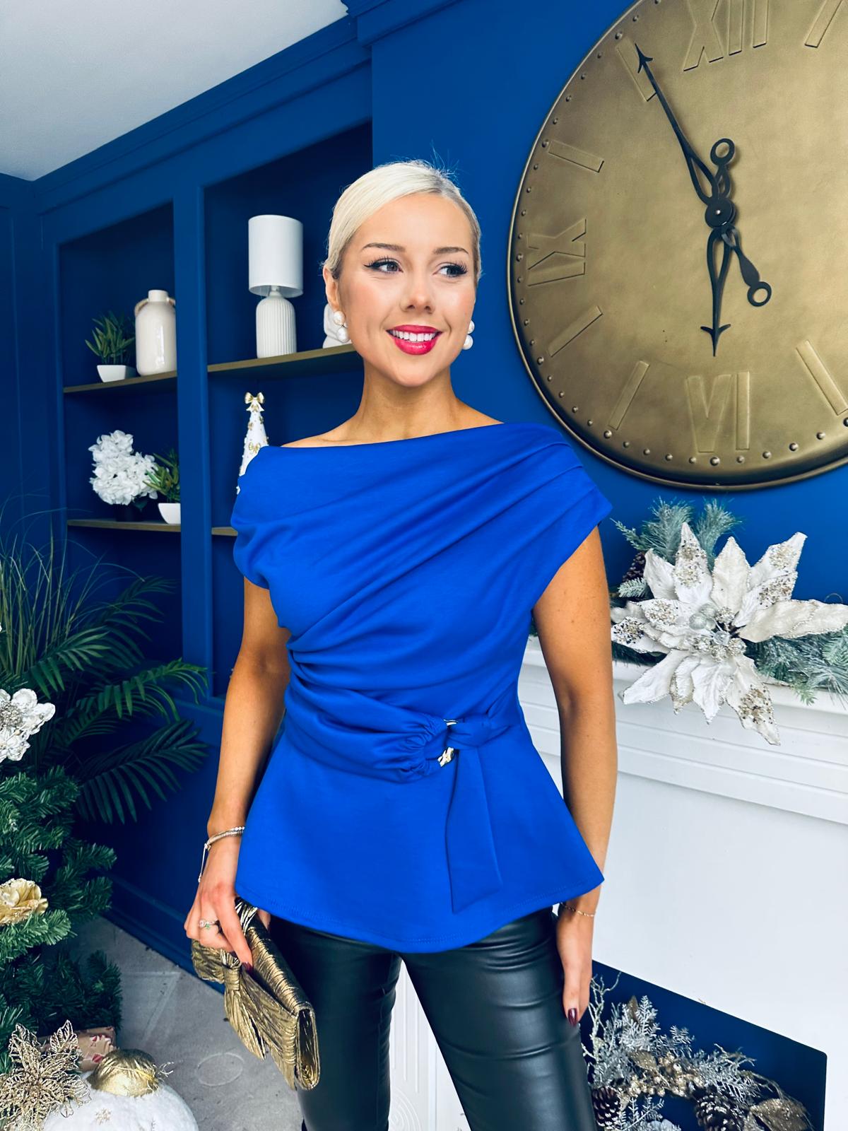 Monica Gold Clasp Detail Top Cobalt