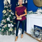 Monica Gold Clasp Detail Top Burgundy