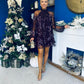 Joe Sequin Detail Mini Dress Plum