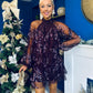 Joe Sequin Detail Mini Dress Plum