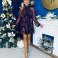 Joe Sequin Detail Mini Dress Plum