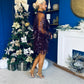 Joe Sequin Detail Mini Dress Plum