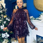 Joe Sequin Detail Mini Dress Plum