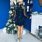 Joe Sequin Detail Mini Dress Black