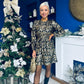 Carol Gold Leaf Detail Mini Dress Black