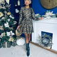 Carol Gold Leaf Detail Mini Dress Black