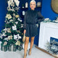 Larissa High Neck Long Sleeve Mini Dress Black