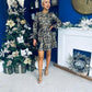Carol Gold Leaf Detail Mini Dress Black