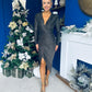 Sarah Plunge Neck Occasion Dress Metallic Gold