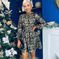 Carol Gold Leaf Detail Mini Dress Black