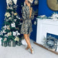 Carol Gold Leaf Detail Mini Dress Black