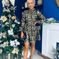 Carol Gold Leaf Detail Mini Dress Black