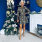 Carol Gold Leaf Detail Mini Dress Black