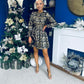 Carol Gold Leaf Detail Mini Dress Black