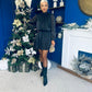 Larissa High Neck Long Sleeve Mini Dress Black