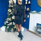 Larissa High Neck Long Sleeve Mini Dress Black