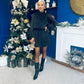 Larissa High Neck Long Sleeve Mini Dress Black