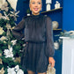Larissa High Neck Long Sleeve Mini Dress Black