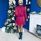 Larissa High Neck Long Sleeve Mini Dress Wine