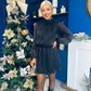 Larissa High Neck Long Sleeve Mini Dress Black