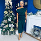 Riadh Gathered Detail Occasion Dress Forest