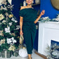 Riadh Gathered Detail Occasion Dress Forest