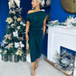 Riadh Gathered Detail Occasion Dress Forest