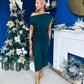 Riadh Gathered Detail Occasion Dress Forest