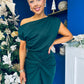 Riadh Gathered Detail Occasion Dress Forest