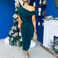 Riadh Gathered Detail Occasion Dress Forest