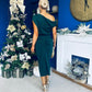 Riadh Gathered Detail Occasion Dress Forest
