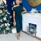 Riadh Gathered Detail Occasion Dress Forest