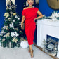 Riadh Gathered Detail Occasion Dress Red