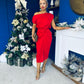 Riadh Gathered Detail Occasion Dress Red