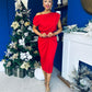 Riadh Gathered Detail Occasion Dress Red