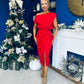 Riadh Gathered Detail Occasion Dress Red