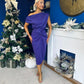 Riadh Gathered Detail Occasion Dress Violet