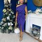 Riadh Gathered Detail Occasion Dress Violet