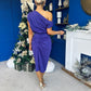 Riadh Gathered Detail Occasion Dress Violet