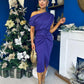 Riadh Gathered Detail Occasion Dress Violet