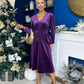 Blaithin Button Detail Detail Midi Dress Velvet Violet
