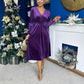 Blaithin Button Detail Detail Midi Dress Velvet Violet