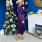 Blaithin Button Detail Detail Midi Dress Velvet Violet