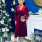 Blaithin Button Detail Detail Midi Dress Velvet Wine