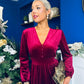 Blaithin Button Detail Detail Midi Dress Velvet Wine