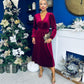 Blaithin Button Detail Detail Midi Dress Velvet Wine