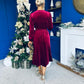 Blaithin Button Detail Detail Midi Dress Velvet Wine