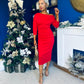 Cliona Asymmetric Ruched Occasion Dress Red