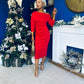 Cliona Asymmetric Ruched Occasion Dress Red