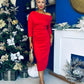 Cliona Asymmetric Ruched Occasion Dress Red